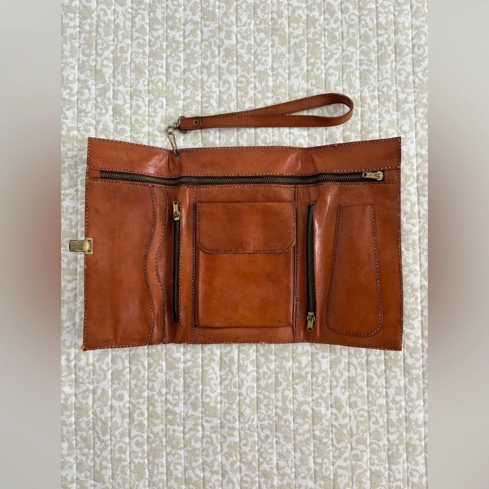 Vintage Genuine Leather Convertible Clutch Wallet Wristlet | Handmade Artisan - Picture 5 of 16